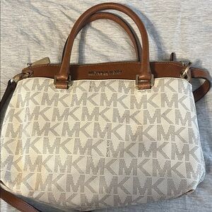 Michael Kors Tan and Cream Logo Satchel